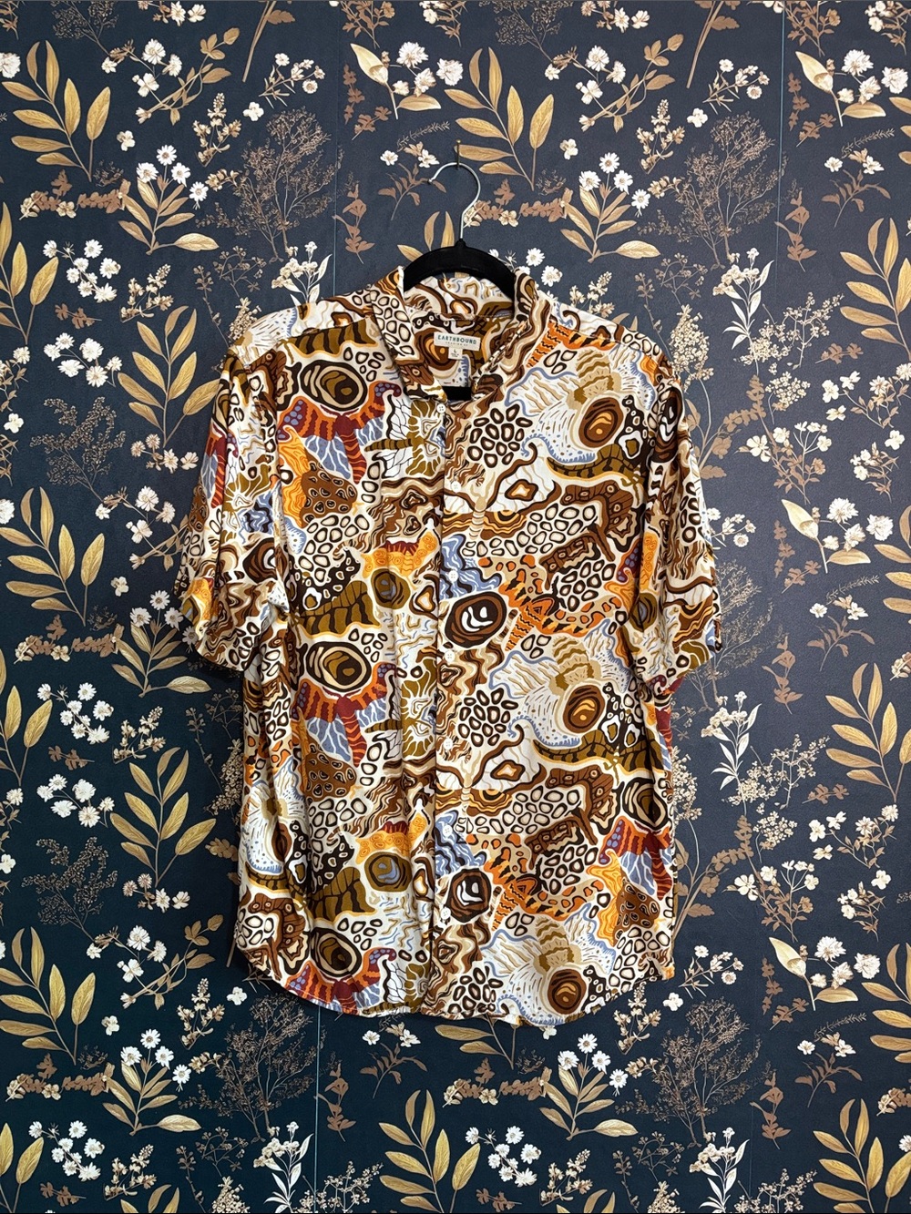EARTHBOUND Multicolor Abstract Pattern Short-Sleeve Button-Up Shirt Size L